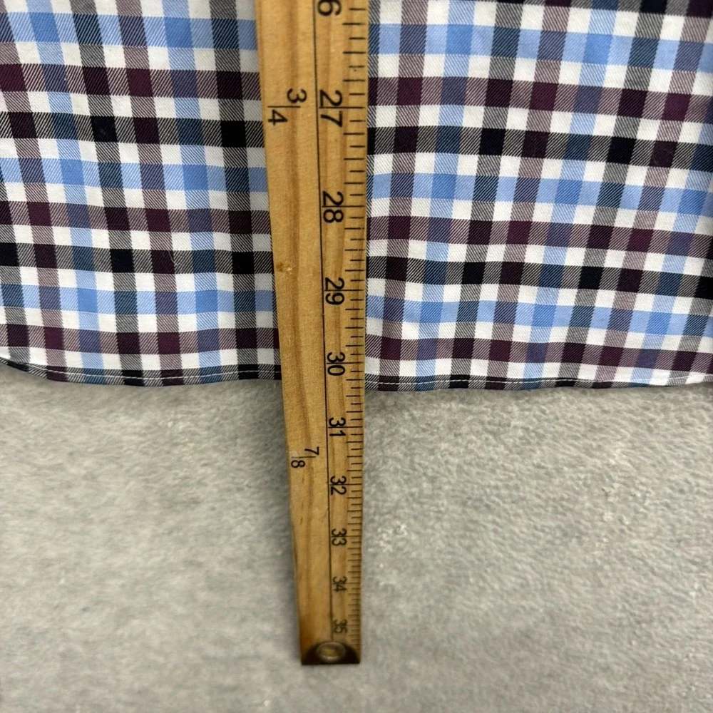 Banana Republic‎ Shirt Mens Medium Blue Purple Gingham Check Camden Dress Casual